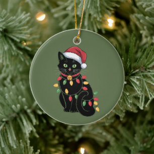 Adorno De Cerámica Regalo de gatito de Navidad para amantes de gatos 