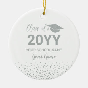 Adorno De Cerámica Regalo de Graduación Personalizado de Plata Navida