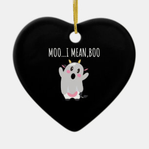 Adorno De Cerámica Regalo de Halloween de Vaca Fantasma Moo Quiero de