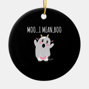 Adorno De Cerámica Regalo de Halloween Vaca Fantasma Moo Quiero decir