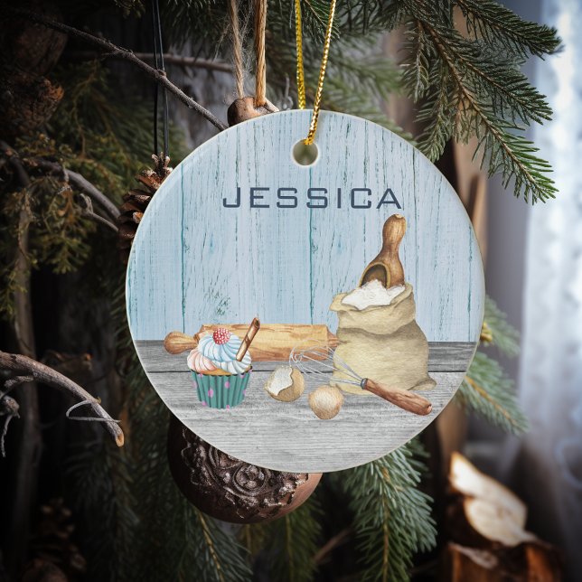 Adorno De Cerámica Regalo de hornear nombre monograma (Subido por el creador)