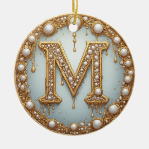 Adorno De Cerámica Regalo de inicial de monograma M para novia