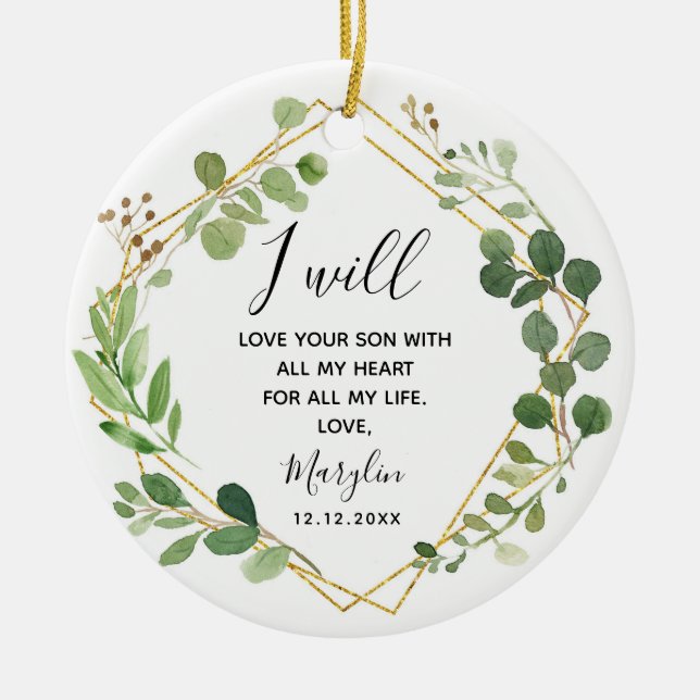 Adorno De Cerámica Regalo de la Madre Personalizada del Bosque Verde (Frente)