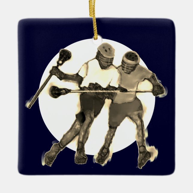 Adorno De Cerámica Regalo de Lacrosse Keepsake personalizado (Anverso)