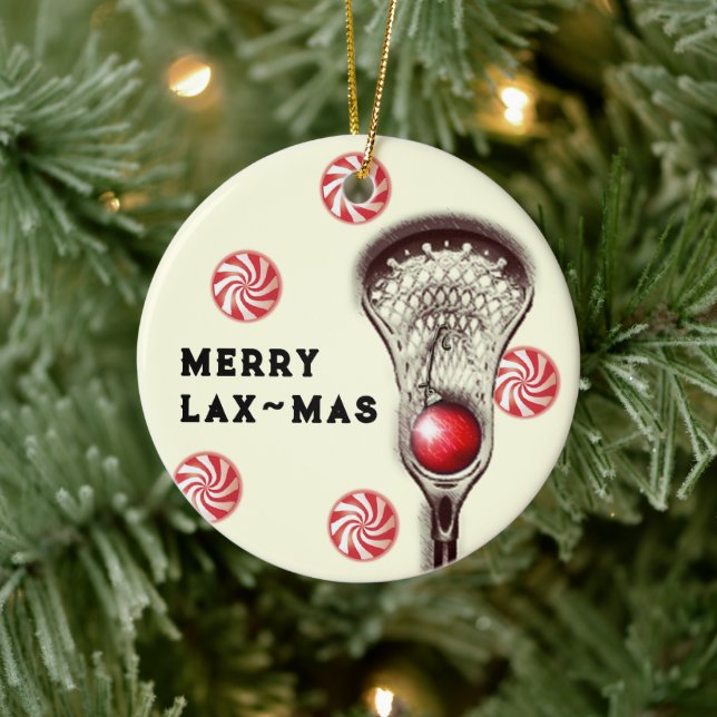 Adorno De Cerámica Regalo de Lacrosse personalizado (Árbol)