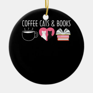 Adorno De Cerámica Regalo de librería de café para libros de gato
