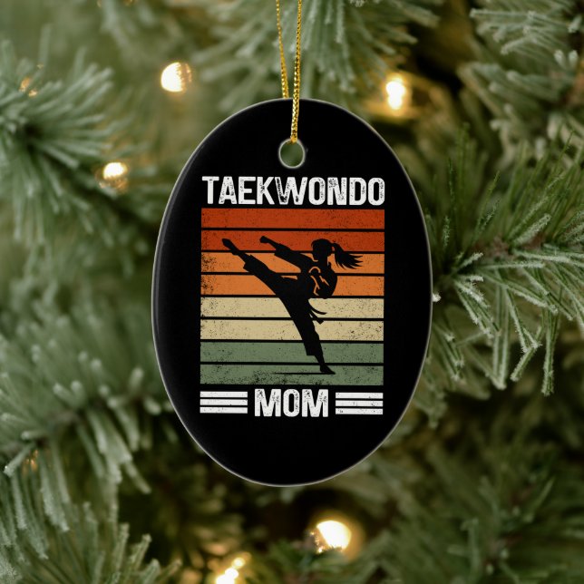 Adorno De Cerámica Regalo de mamá de artes marciales retro de taekwon (Árbol)