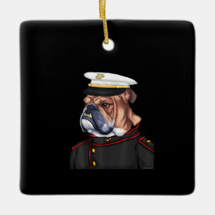 Adorno De Cerámica Regalo de mamá de papá, perro armado del Bulldog d
