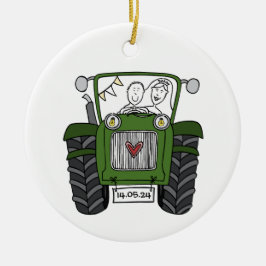 Adorno De Cerámica Regalo de matrimonio de campo de Green Tractor per