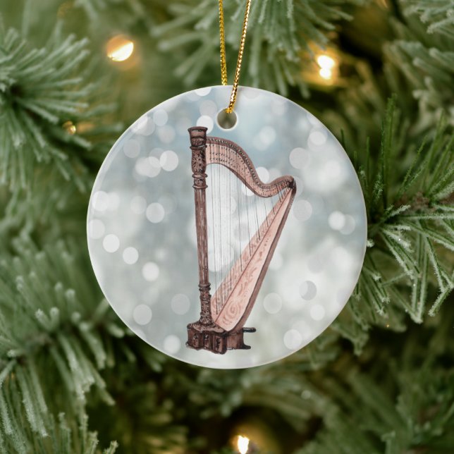 Adorno De Cerámica Regalo de música Harp Ornament (Árbol)