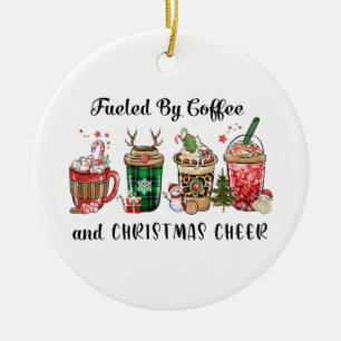 Adorno De Cerámica Regalo De Navidad Alimentado Por Café Y Navidades 