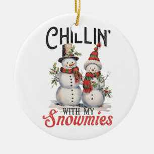Adorno De Cerámica Regalo de Navidad Chillin con mis Snowmies