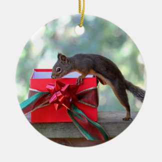 Adorno De Cerámica Regalo de Navidad de la abertura de la ardilla