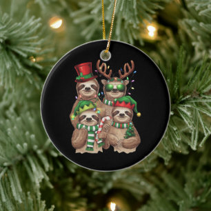 Adorno De Cerámica Regalo de Navidad de perezoso Feliz Slothmas Amant