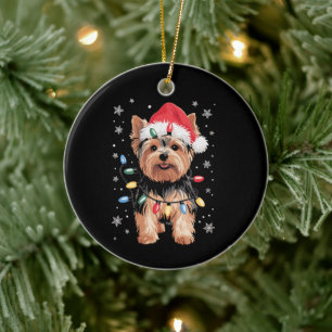 Adorno De Cerámica Regalo de Navidad de Yorkie Perro Largo