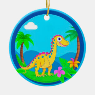 Adorno De Cerámica Regalo de Navidad divertido para niños de dinosaur
