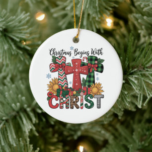 Adorno De Cerámica Regalo de Navidad Feliz Xmas Cuadro Religioso Cruz