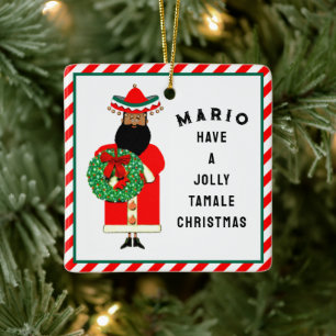 Adorno De Cerámica Regalo de Navidad Mexicano Personalizado