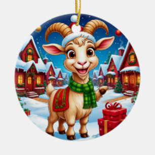 Adorno De Cerámica ❄️ Regalo de Navidad para amante de cabras Año de