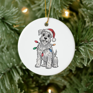 Adorno De Cerámica Regalo de Navidad para Amantes de Schnauzer Miniat