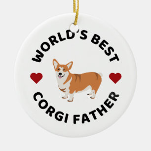 Adorno De Cerámica Regalo de Navidad para el mejor padre perro Corgi 