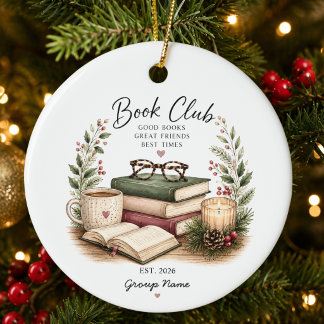Adorno De Cerámica Regalo de Navidad personalizado para club de lectu