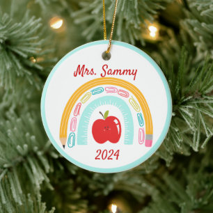 Adorno De Cerámica Regalo de Navidad personalizado para el profesor B