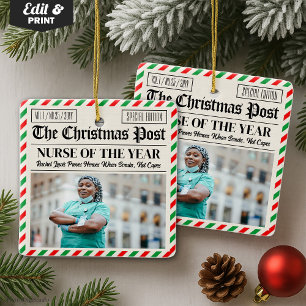 Adorno De Cerámica Regalo de Navidad personalizado para enfermera, pe