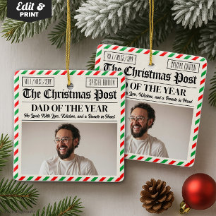 Adorno De Cerámica Regalo de Navidad personalizado para papá, periódi
