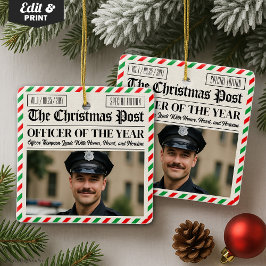 Adorno De Cerámica Regalo de Navidad personalizado para policía en pe