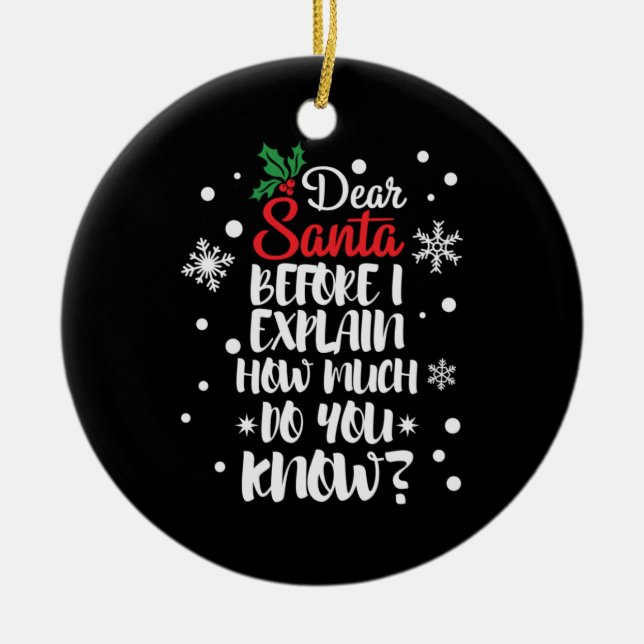 Adorno De Cerámica Regalo de Navidad Querido Papá Noel Antes De Expli (Frente)