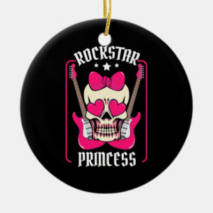 Adorno De Cerámica Regalo de Navidad Rockstar Princess Skull