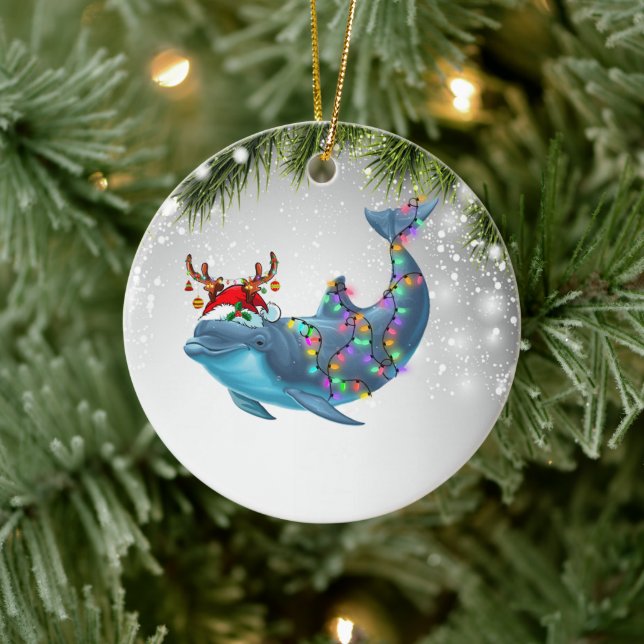 Adorno De Cerámica Regalo de Navidades de delfines para niños amantes (Árbol)