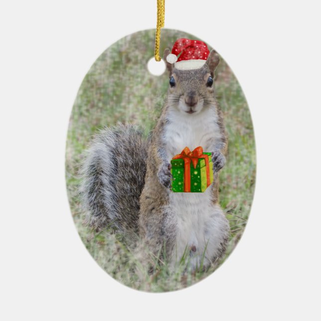 Adorno De Cerámica Regalo de navidades de la ardilla (Frente)