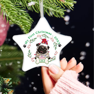 Adorno De Cerámica Regalo de Navidades personalizados de Bulldog brit