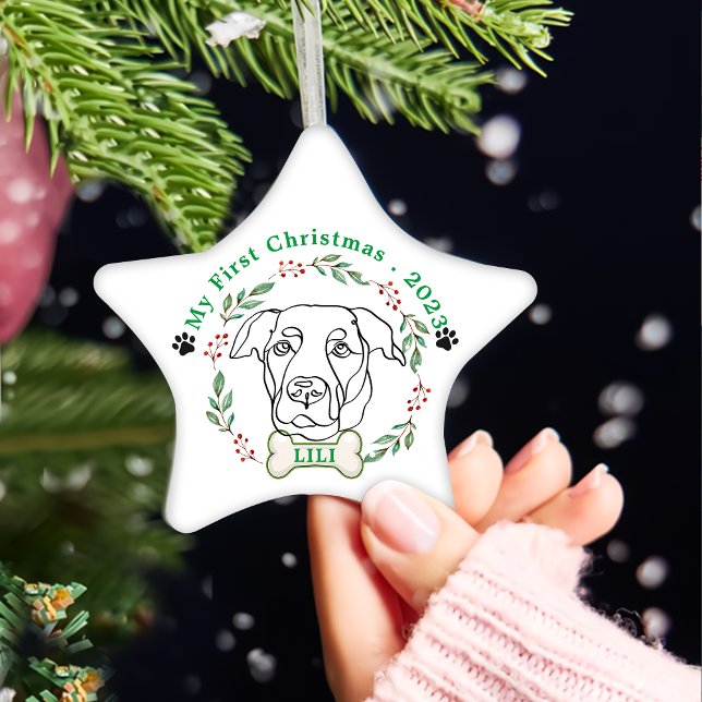 Adorno De Cerámica Regalo de Navidades personalizados de perro de Lab (Subido por el creador)
