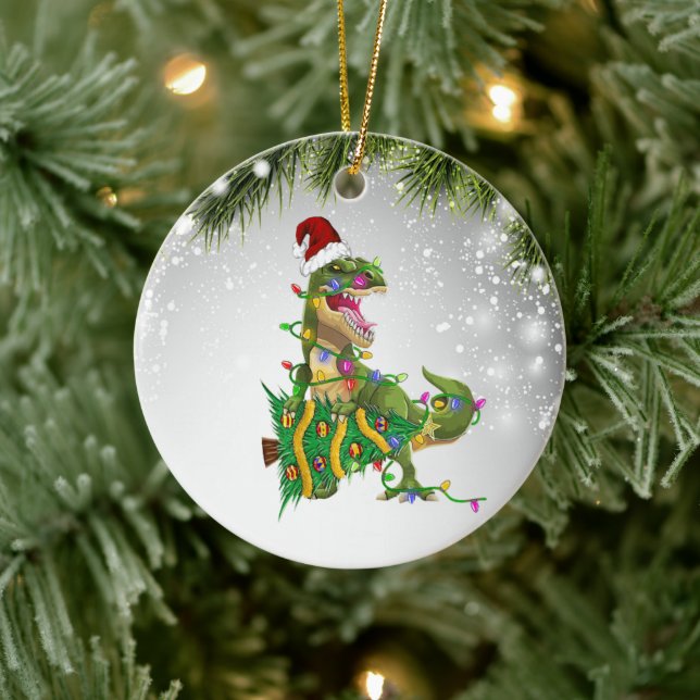 Adorno De Cerámica Regalo De Navidades T-Rex Para Adultos Adultos De  (Árbol)