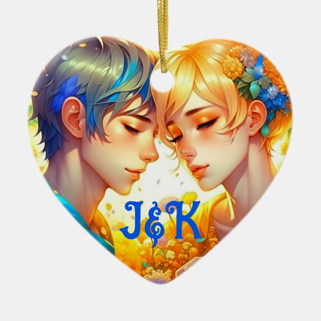 Adorno De Cerámica Regalo de pareja romántica | Anime personalizado (Frente)