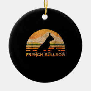Adorno De Cerámica Regalo de perro Blanco Bulldog francés