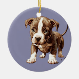 Adorno De Cerámica Regalo de Personalizable de Pitbull Ornament