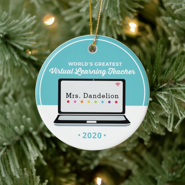 Adorno De Cerámica Regalo de profesor virtual de aprendizaje en línea (Árbol)