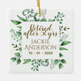 Adorno De Cerámica Regalo de retiro personalizado Hoja verde botánica
