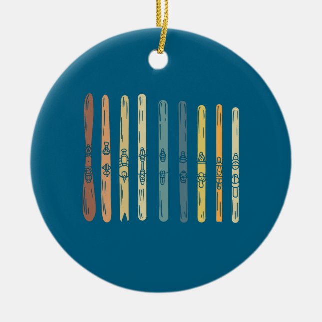 Adorno De Cerámica Regalo de tablas de esquí (Frente)
