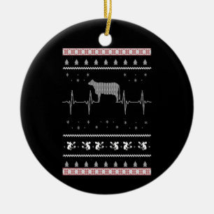 Adorno De Cerámica Regalo de vaca   Navidades Vaca de latido de nieve