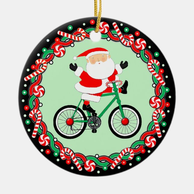 Adorno De Cerámica Regalo de vacaciones ciclista (Frente)