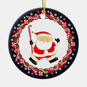 Adorno de cerámica regalo de vacaciones de hockey