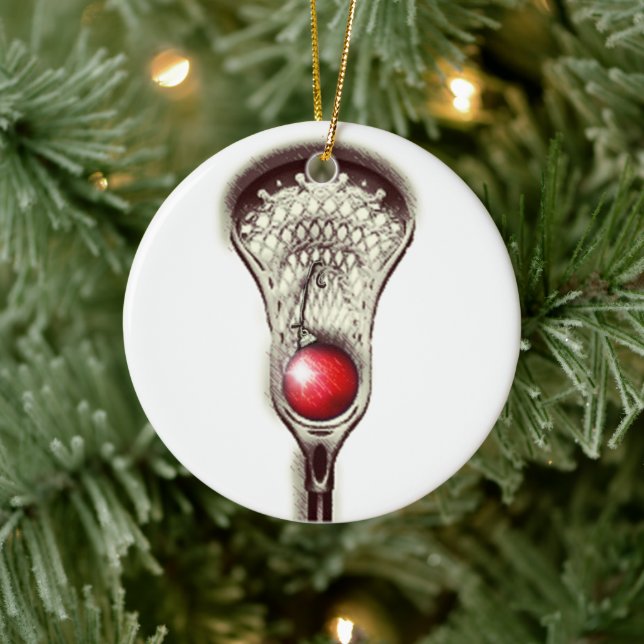 Adorno De Cerámica Regalo de vacaciones de Lacrosse (Árbol)