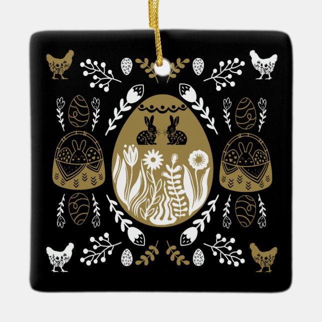 Adorno De Cerámica Regalo de vacaciones de Pascua de Abril (Anverso)