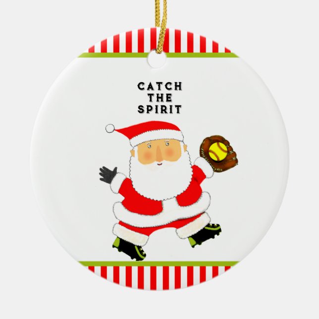 Adorno De Cerámica Regalo de vacaciones de Softball (Frente)