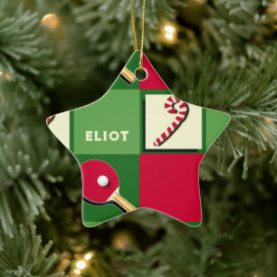 Adorno De Cerámica Regalo de vacaciones de tenis de mesa